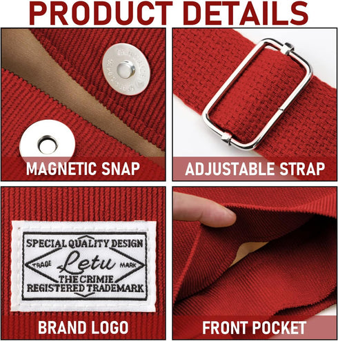 Corduroy Tote Canvas Bag, Large Satchel Handbag Shoulder Bags Fashion Casual Travel Shopping Daily Bag...