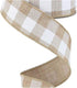 Plaid Check Wired Edge Ribbon - 10 Yards (Light Tan, White, 1.5")...