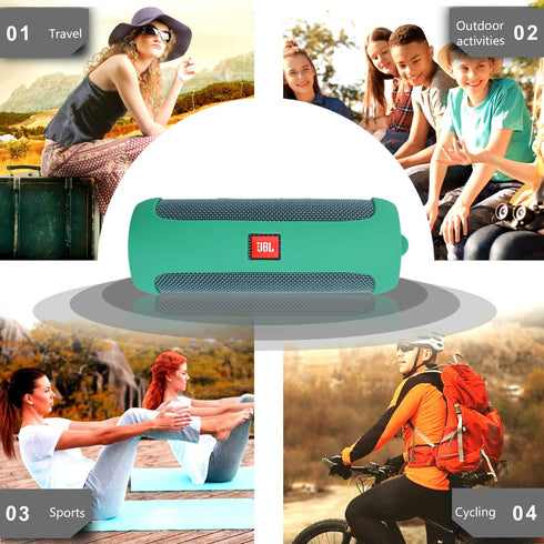 LTGEM Silicone Carrying Travel Case for JBL FLIP 5 Waterproof Portable Speaker with Extra Carabiner - Teal...