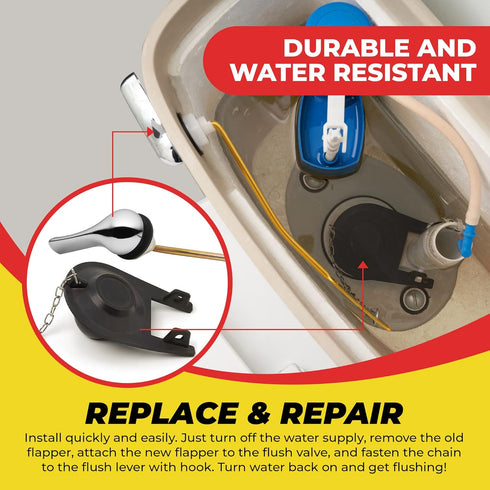 Qualihome Front Mount Chrome Toilet Handle Replacement Kit with 2 Inch Universal Toilet Flapper Replacement Kit and Stainless Steel Toilet Flapper...