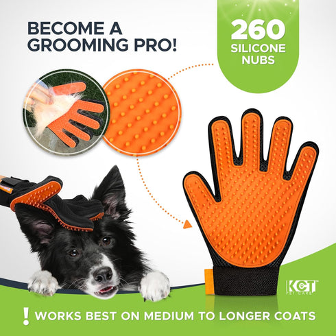 Pet Grooming Gloves - Gentle Deshedding and Washing Glove - Cat Grooming Glove - Dog Grooming Gloves - 260 Silicone Tips Per Dog Brush Gloves for ...