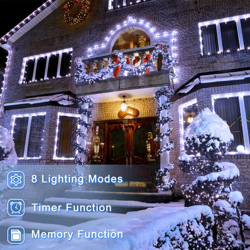 180 LED 59ft Christmas String Lights Indoor Outdoor, 8 Modes Christmas Fairy Lights with Timer & Momory, IP44 Waterproof Christmas Tree Lights for...