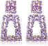 Flyonce Rectangle Clip-on Drop Earrings for Women, Sparkly Rhinestone Crystal Geometric Statement Non Pierced Earrings...