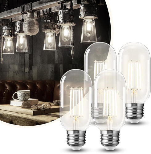 DORESshop 4 Pack LED Edison Bulbs, 4W Edison Light Bulbs, Antique LED Filament Bulbs 40W Equivalent, E26 Base,T45 LED Bulb with Clear Glass,Daylig...