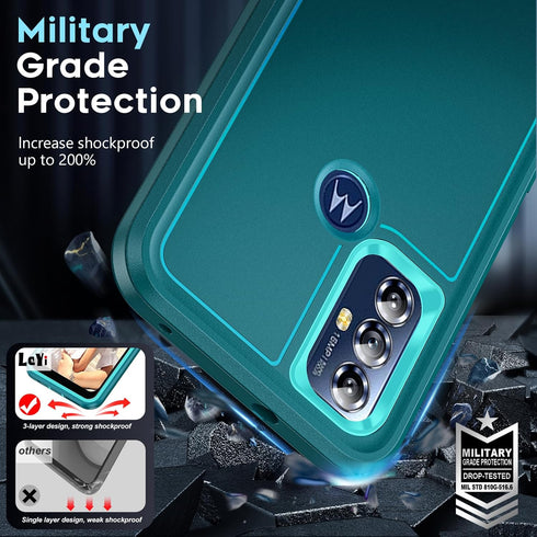 LeYi for Moto G Play 2023 Case: Motorola G Play 2023 Phone Case with 2 PCS Tempered Glass Screen Protector, Heavy Duty 3 in 1 Military Grade Shock...