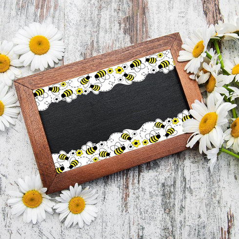 Whaline 69Ft Summer Bee Bulletin Board Borders Bee Honeycomb Dot Flower Self-Adhesive Bulletin Board Trim for Summer Bee Day Decoration Party Home...