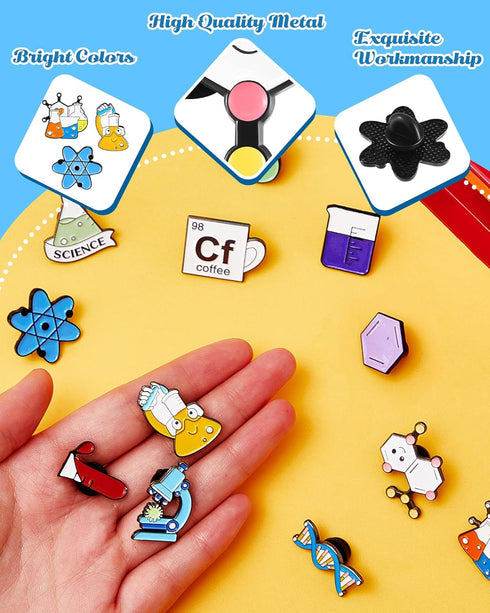 Taiyin 14 Pcs Science Pin Set for Kids Cute Enamel Lapel Pin Lab Pins Cartoon Scientist Science Pins Lapel Laboratory Alloy Brooch Pin for Badges ...