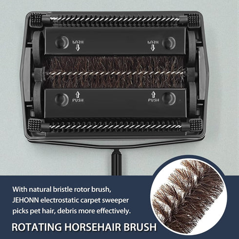 JEHONN 2 Packs Carpet Floor Sweeper Replacement Horsehair Brush, Non Electric Quite Rug Roller Brush Refill for Cleaning Pet Hair, Loose Debris, L...