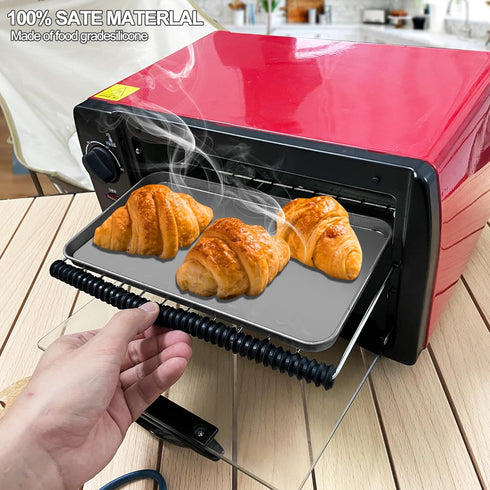 Oven Rack puller,2pcs Silicone Oven Rack Shields(11in Puller, 14in Shields),Wood Oven Rack Push and Pull Tool, Suitable for kitchen ovens, Toaster...