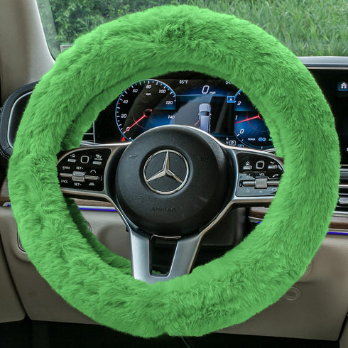 FH Group Doe16 Faux Rabbit Fur Cozy Steering Wheel Cover Ultimate Protection Universal Fit for Most Cars, Trucks, SUVs, and Vans Green...