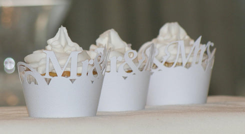 All About Details White Mr & Mrs Cupcake Wrappers, Set of 12...