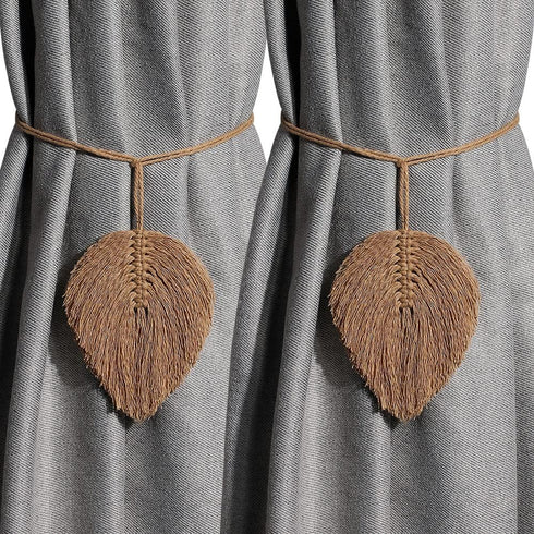 2Pack Curtain Tiebacks Handmade Holdbacks - Farmhouse Curtain Tie Back Holder by Hand-Woven Cotton Rope, Bohemian Home Decoration Drapery Holdback...