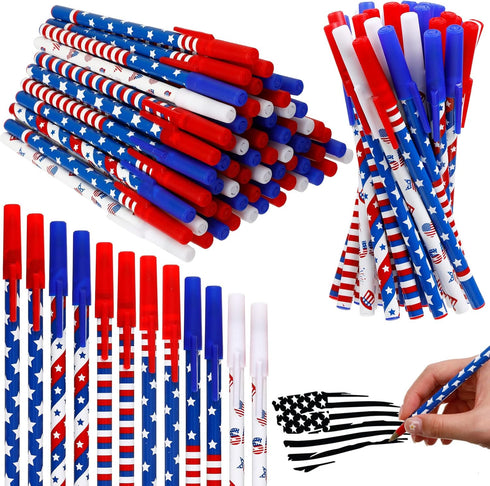 Eaasty American Flag Pens Bulk Patriotic USA Gel Ink Pen Independence Day Pen Stars Stripes Ballpoint Pens for Home School Office Supplies 4th of ...