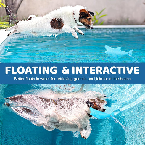 Dog Floating Toy, Dog Chew Toy for Aggressive Chewers, Pool Toy with Rope for Interactive Fetch & Play, Dog Beach Toy Set (Shark)...
