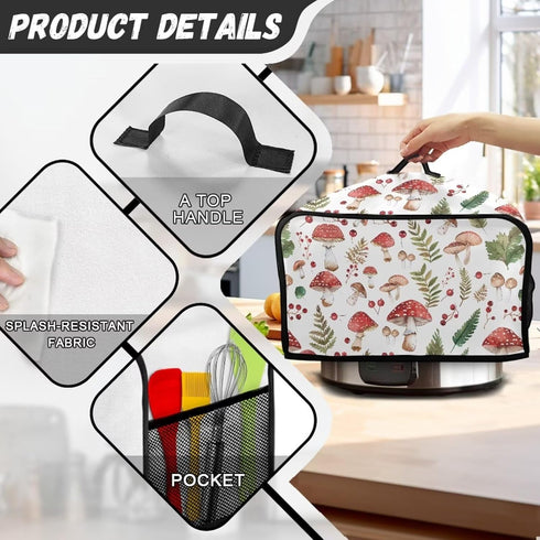 Mushroom Crock Pots Cover Resistant Oval Slow Cooker Cover with Top Handle Kitchen Appliance Cover Slow Cooker Protection Case Slow Cooker Cover f...