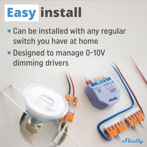 Shelly Plus 0-10V Dimmer | WiFi & Bluetooth Smart Dimmer Switch | String Light | No Neutral Wire Required | Home Automation | Compatible with Alex...