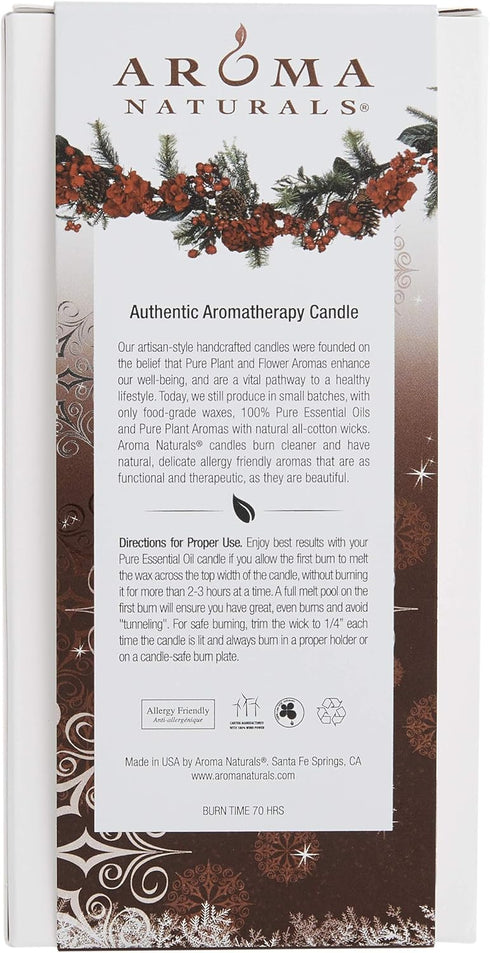 Aroma Naturals Holiday Orange, Clove and Cinnamon Essential Oil Scented Pillar Candle, Warm Spice, 2.75 inch x 5 inch...
