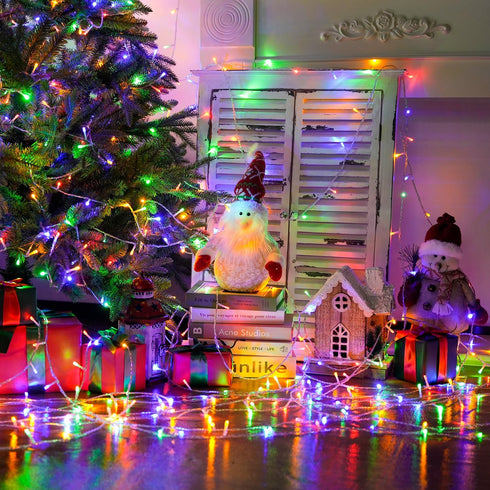 33ft 100 LED Christmas Lights Plug in, 8 Modes Christmas Tree Lights Outdoor Waterproof, Multicolor Christmas Lights for Tree, Patio,Yard...
