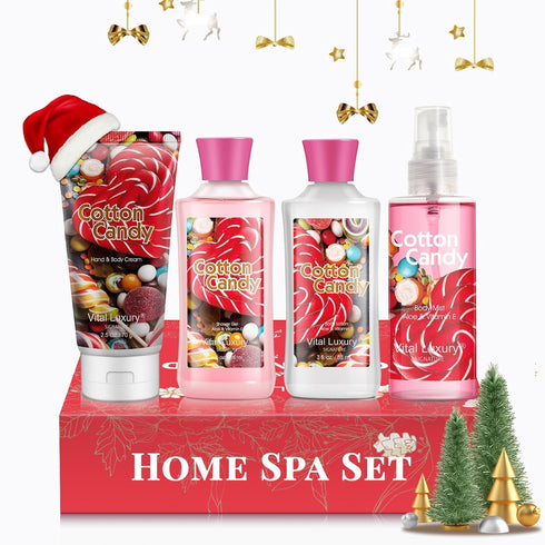 Cotton Candy Bath & Body Kit - 3 Fl Oz, Ideal Skincare Gift Home Spa Set Including Body Lotion, Shower Gel, Body Cream, and Fragrance Mist - Perfe...