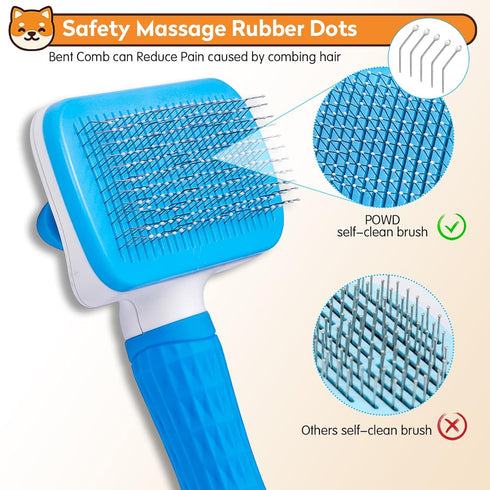 Dog & Cat Brush, Self Cleaning Slicker Brush for Pets, Upgraded Dog Brush for Shedding Massaging and Grooming, Removes Loose Undercoat & Portable ...