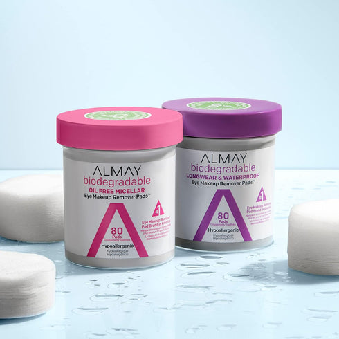 Almay Biodegradable Makeup Remover Pads, Micellar Gentle, Hypoallergenic, Fragrance-Free, Dermatologist & Ophthalmologist Tested, 120 count (Pack ...