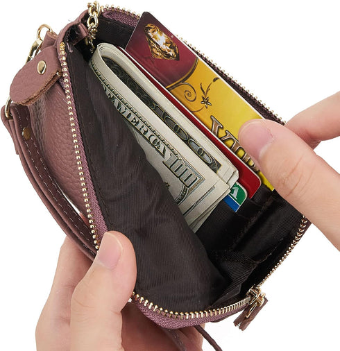 Women Leather Coin Purse,Large Opening For Easy Access,With Wrist Strap(Purple)...