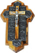 Olive Wood Crucifix - icon showing 14 Stations of the Cross etched on metal (14x9x1 cm or 5.5x3.5x.4 inch)...