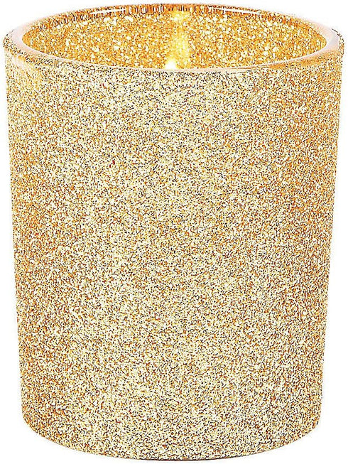 Fun Express Gold Glitter Votive Holders - Glass Candle Holders - Wedding and Home Decor - Halloween, Christmas & Thanksgiving Decorations - 12 Pie...