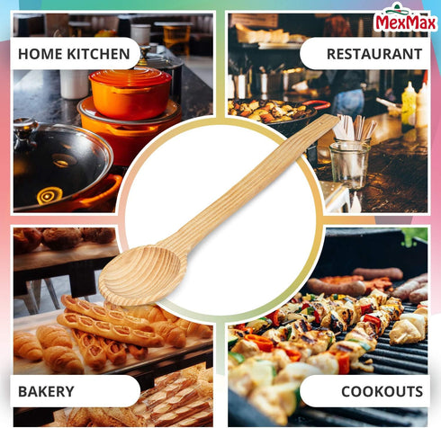 CHAMPS Wooden Spoons 6-Pack – 18 Inch Bamboo Kitchen Utensils – Large Wooden Cooking Spoons for Mixing, Stirring & Serving – Non-Scratch Wood Spoo...