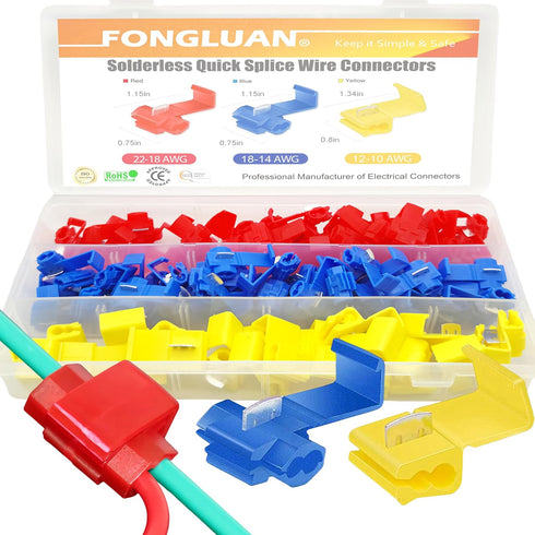 125pcs Solderless Quick Splice Wire Connectors,22-10 Gauge Scotch Lock Snap Electrical Wire Crimp Terminals Connector Assortment Set...