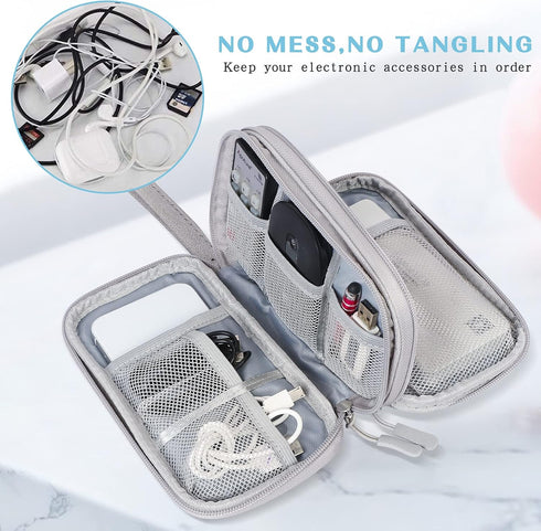 FYY Travel Cable Organizer Bag Pouch Electronic Accessories Carry Case Portable Waterproof Double Layers All-in-One Storage for Cord, Charger, Pho...