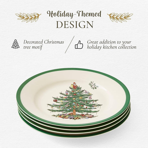 Spode 7.25" Salad Plate - Christmas Tree Design | Stoneware - Dishwasher, Microwave, Freezer Safe | Holiday Dinnerware Décor - Gifting Ideas, Gath...