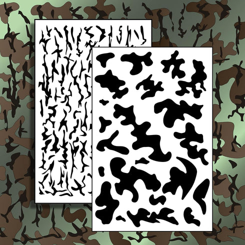 2 Pack Mylar Camo Stencils Camouflage Gun Paint RC Mask Model Hexagon...