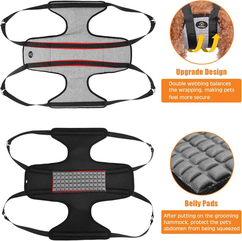 Ownpets Pet Grooming Hammock, Dog Grooming Hammock with Carabiners, Breathable Pet Grooming Harness Sling for Grooming, Hair Nail Trimming Cutting...
