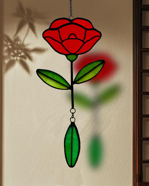 Stained Glass Window Hangings, Garden Suncatchers for Window and Wall Decor, Flower...