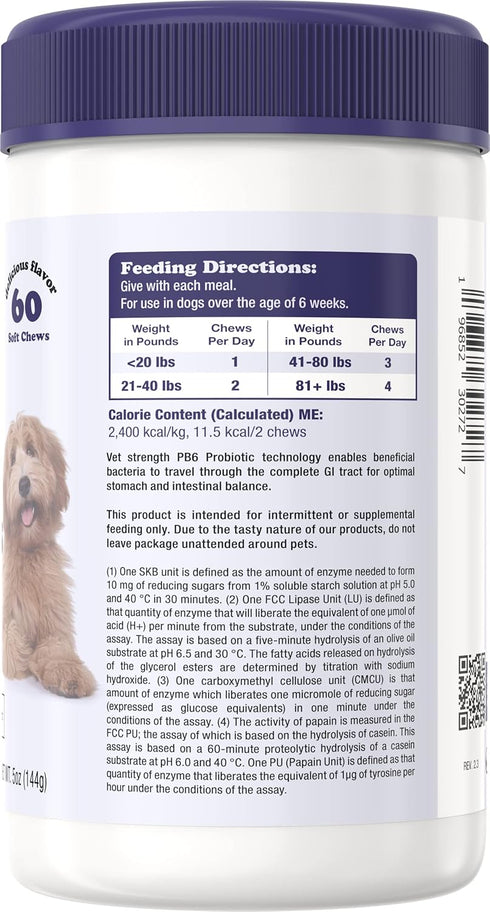 Dog Probiotics and Digestive Enzymes by Larry | 1 Billion CFUs of Probiotics for Dogs | Digestion, Bowel Support, & Gut Health for Dogs | Probioti...