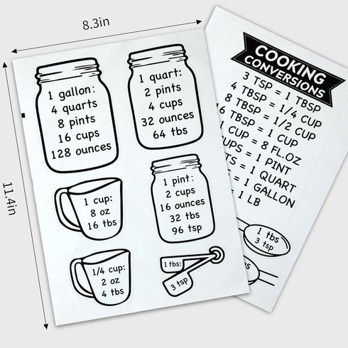 Kitchen Conversion Chart Wall Decor, Metric Measurement Conversion for Cooking, Baking, Fridge Decor, Gallon Quart Pint Cup Ounce Tbsp Tsp Convers...