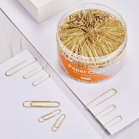 500pcs Gold Paper Clips Assorted Sizes Small, Medium and Large Paperclips for Paperwork Ideal for Home, School and Office Use...