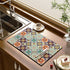 GYORI Double-Sided Non-Slip Draining Mat with Imitation Tile Print for Coffee Machines and Countertops...