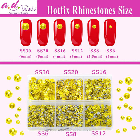 AD Beads 4500 Pieces Hotfix Rhinestones Flat Back 6 Sizes (2-6 mm) Crystal Round Glass Gems with Tweezers and Picking Rhinestones Pen or Crafts Na...