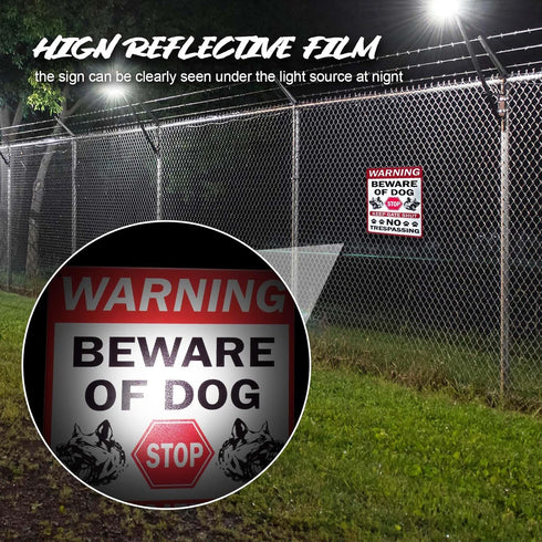 Beware of Dog Signs 2 Pcs 12 x 8 Inches Fence and Yard Warning Signs No Trespassing Beware of Dog Sign for Home Farm Garden Yard Garage, SPTE(Tinp...