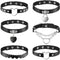 6 Pieces Heart Shaped Theme Leather Choker Punk Goth Choker Adjustable PU Leather Collar Set (Black)...