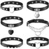 6 Pieces Heart Shaped Theme Leather Choker Punk Goth Choker Adjustable PU Leather Collar Set (Black)...