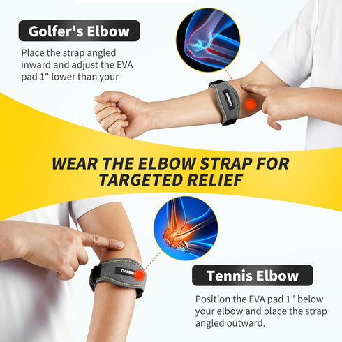 CAMBIVO 2 Pack Tennis Elbow Brace for Men & Women, Elbow Pain Relief for Tendonitis, Tennis & Golfer's Elbow, Adjustable Elbow Strap with Compress...