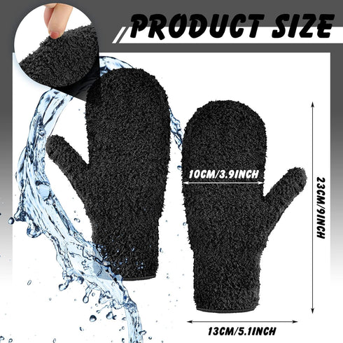 4 Pair Microfiber Dusting Mittens Reusable Women Cleaning Mittens with Thumb for Kitchen (Black, Dark Blue, Khaki, Gray)...