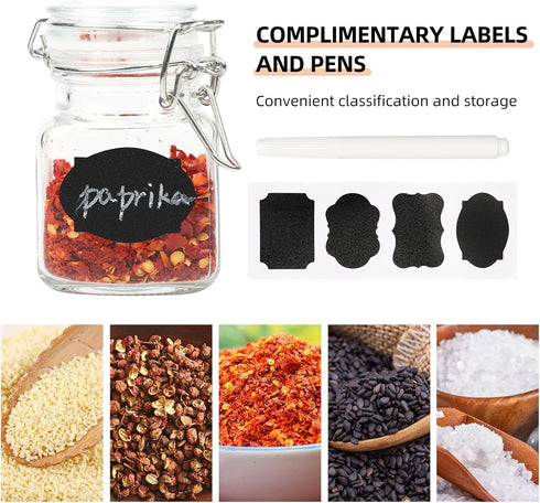 Glass Jars with Airtight Lids, 3.4 oz Small Spice Jars, 12 Pack Empty Mini Glass Bottles with Silicone Gasket, Herb Containers with Chalkboard Lab...
