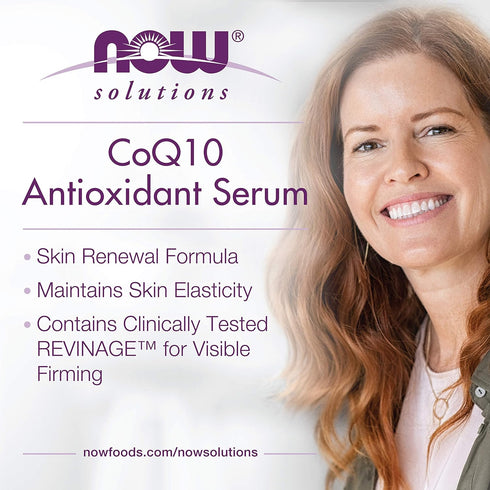 NOW Solutions, CoQ10 Antioxidant Serum, with Clinically Tested REVINAGE™ for Collagen Support, Visible Firming, 1-Ounce...