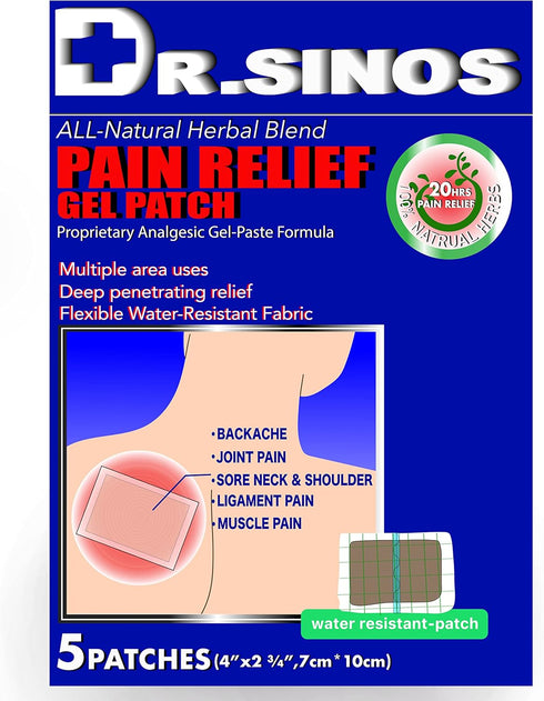 All-Natural Herbal Blend Pain Relief Gel Patch Deep Penetrating Water Resistant (5 Patches)...