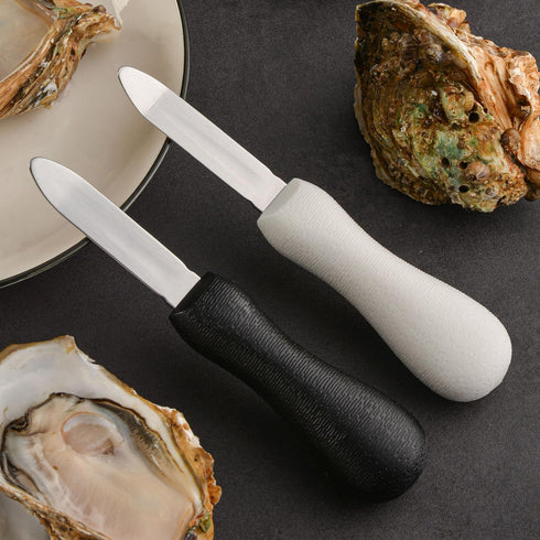 Oyster Shucking Knife, 2.75" New Haven Style Oyster Shucker Clam Knife with Non-Slip Poly Handle, Seafood Opener Seafood Tools (Black)...