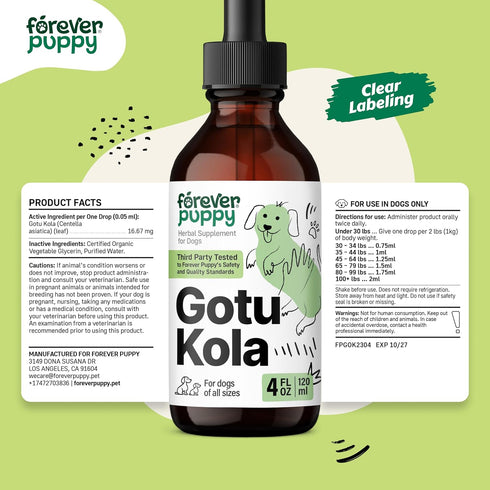 Gotu Kola Drops for Dogs - Brain Supplement for Dogs w/Gotu Kola - Herbal Brain Health Support - Nutritional Supplement for Dogs of All Breeds & S...